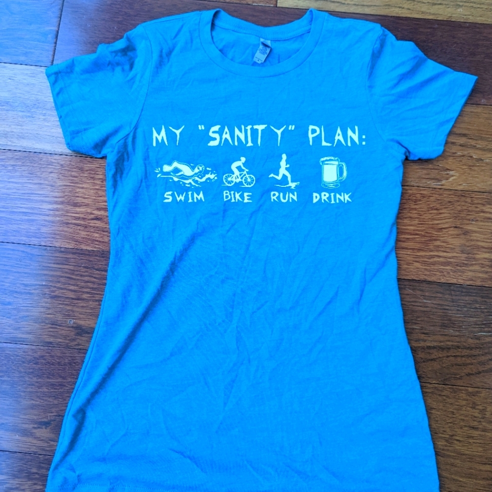 Blue Triathlon cotton "my sanity plan" T-shirt | Tee
